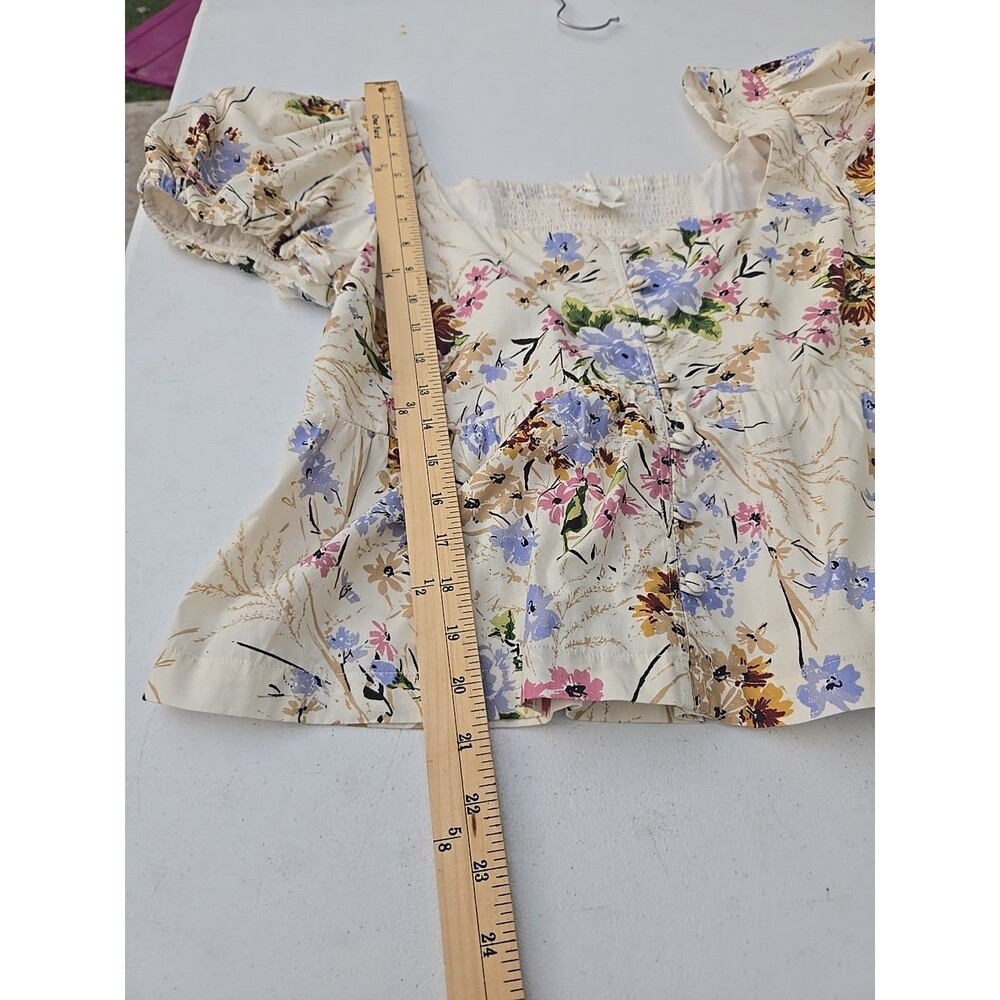 by Anthropologie Floral Corset Smocked Back Size Medium - Picture 7 of 11